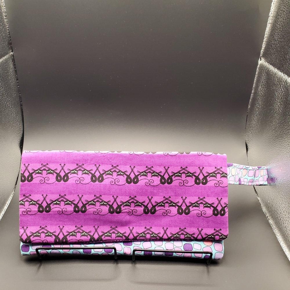 Purple Patterned Women's Clutch With Mini Coin Purse